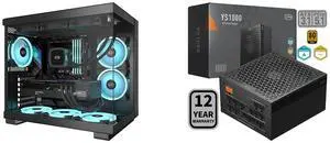 PCCOOLER CPS C3 T500 ARGB PC Case, Dual-Chamber Mid-Tower ATX Case, Desktop Computer Case w/ 6 ARGB Fans Pre-installed w/ Fan Hub, Column-Free Design, Tempered Glass, USB 3.1 Gen 2 Type-C, Black PCCOOLER CPS YS1000 Fully Modular Power Suppl
