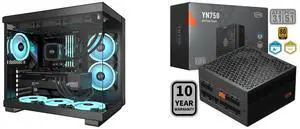 PCCOOLER CPS C3 T500 ARGB PC Case, Dual-Chamber Mid-Tower ATX Case, Desktop Computer Case w/ 6 ARGB Fans Pre-installed w/ Fan Hub, Column-Free Design, Tempered Glass, USB 3.1 Gen 2 Type-C, Black PCCOOLER CPS YN750 Fully Modular Power Supply