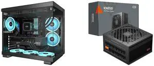 PCCOOLER CPS C3 T500 ARGB PC Case, Dual-Chamber Mid-Tower ATX Case, Desktop Computer Case w/ 6 ARGB Fans Pre-installed w/ Fan Hub, Column-Free Design, Tempered Glass, USB 3.1 Gen 2 Type-C, Black PCCOOLER CPS KN850 Fully Modular Power Supply