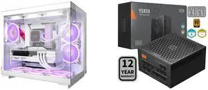 PCCOOLER CPS C3 T500 ARGB PC Case, Dual-Chamber Mid-Tower ATX Case, Desktop Computer Case w/ 6 ARGB Fans Pre-installed w/ Fan Hub, Column-Free Design, Tempered Glass, USB 3.1 Gen 2 Type-C, White PCCOOLER CPS YS850 Fully Modular Power Supply