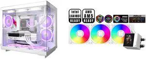 PCCOOLER CPS C3 T500 ARGB PC Case, Dual-Chamber Mid-Tower ATX Case, Desktop Computer Case w/ 6 ARGB Fans Pre-installed w/ Fan Hub, Column-Free Design, Tempered Glass, USB 3.1 Gen 2 Type-C, White PCCOOLER CPS DC360 Pro ARGB Display AIO CPU L