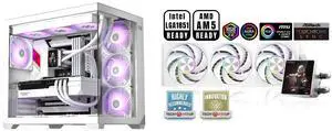 PCCOOLER CPS C3 T700 ARGB PC Case, 4 x 120mm ARGB Fans Included, Dual-Chamber Mid-Tower ATX Case, High-Airflow Computer Case, BTF Motherboard Supports, Sturdy Tempered Glass Front & Side Panels, White PCCOOLER CPS DT360 ARGB Display AIO CPU