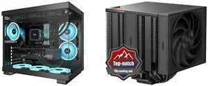 PCCOOLER CPS C3 T500 ARGB PC Case, Dual-Chamber Mid-Tower ATX Case, Desktop Computer Case w/ 6 ARGB Fans Pre-installed w/ Fan Hub, Column-Free Design, Tempered Glass, USB 3.1 Gen 2 Type-C, Black PCCOOLER CPS RZ820 Dual Tower CPU Air Cooler,