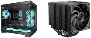 PCCOOLER CPS C3 T500 ARGB PC Case, Dual-Chamber Mid-Tower ATX Case, Desktop Computer Case w/ 6 ARGB Fans Pre-installed w/ Fan Hub, Column-Free Design, Tempered Glass, USB 3.1 Gen 2 Type-C, Black PCCOOLER CPS RZ620 Dual Tower CPU Air Cooler,