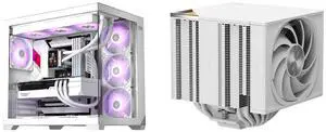 PCCOOLER CPS C3 T700 ARGB PC Case, 4 x 120mm ARGB Fans Included, Dual-Chamber Mid-Tower ATX Case, High-Airflow Computer Case, BTF Motherboard Supports, Sturdy Tempered Glass Front & Side Panels, White PCCOOLER CPS RZ820 Dual Tower CPU Air C