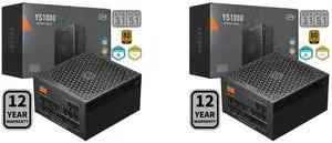 2 x PCCOOLER CPS YS1000 Fully Modular Power Supply, 80 PLUS Gold 1000W PSU, 12V-2x6 Cable, ATX 3.1 & PCIe 5.1 Ready, 105°C Rated Japanese Capacitors, ECO Mode, 135mm FDB Fan, 12 Years Warranty