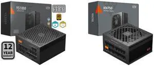 PCCOOLER CPS YS1000 Fully Modular Power Supply, 80 PLUS Gold 1000W PSU, 12V-2x6 Cable, ATX 3.1 & PCIe 5.1 Ready, 105°C Rated Japanese Capacitors, ECO Mode, 135mm FDB Fan, 12 Years Warranty PCCOOLER CPS KN750 Fully Modular Power Supply, 80 P