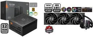 PCCOOLER CPS YS1200 Fully Modular Power Supply, 80 PLUS Gold 1200W PSU, 12V-2x6 Cable, ATX 3.1 & PCIe 5.1 Ready, 105°C Rated Japanese Capacitors, ECO Mode, 135mm FDB Fan, 12 Years Warranty PCCOOLER CPS DS360 AIO CPU Liquid Cooler, 360mm Rad