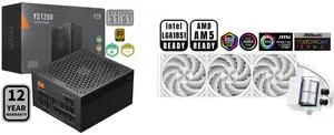 PCCOOLER CPS YS1200 Fully Modular Power Supply, 80 PLUS Gold 1200W PSU, 12V-2x6 Cable, ATX 3.1 & PCIe 5.1 Ready, 105°C Rated Japanese Capacitors, ECO Mode, 135mm FDB Fan, 12 Years Warranty PCCOOLER CPS DS360 AIO CPU Liquid Cooler, 360mm Rad