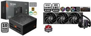 PCCOOLER CPS YN1000 Fully Modular Power Supply, 80 PLUS Gold 1000W PSU, 12V-2x6 Cable, ATX 3.1 & PCIe 5.1 Ready, 105°C Rated Japanese Capacitors, ECO Mode, 135mm FDB Fan, 10 Years Warranty PCCOOLER CPS DS360 AIO CPU Liquid Cooler, 360mm Rad