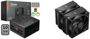 PCCOOLER CPS YN1000 Fully Modular Power Supply, 80 PLUS Gold 1000W PSU, 12V-2x6 Cable, ATX 3.1 & PCIe 5.1 Ready, 105°C Rated Japanese Capacitors, ECO Mode, 135mm FDB Fan, 10 Years Warranty PCCOOLER CPS RT620 Digital Dual Tower CPU Air Coole