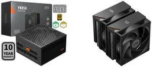 PCCOOLER CPS YN850 Fully Modular Power Supply, 80 PLUS Gold 850W PSU, 12V-2x6 Cable,  ATX 3.1 & PCIe 5.1 Ready, 105°C Rated Japanese Capacitors, ECO Mode, 135mm FDB Fan, 10 Years Warranty PCCOOLER CPS RT620 Digital Dual Tower CPU Air Cooler