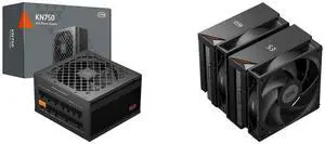 PCCOOLER CPS KN750 Fully Modular Power Supply, 80 PLUS Gold 750W PSU, Native 12V-2x6 Connector, ATX 3.1 & PCIe 5.1 Ready, Dual CPU Power Cables, 105°C Rated Japanese Capacitors, P3-KN750-G1F PCCOOLER CPS RT620 Digital Dual Tower CPU Air Coo