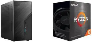 ASRock DESKMINI X300W AMD X300 mini PC Barebone AMD AM4 Socket W/O CPU  HDMI,DisplayPort, D-Sub Gigabit LAN 155 x 155 x 80 mm (1.92L) AMD Ryzen 5 5500 - Ryzen 5 5000 Series Cezanne (Zen 3) 6-Core 3.6 GHz Socket AM4 65W None Integrated Graph