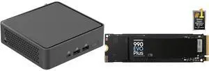 ASUS NUC 15 Pro Slim Barebone Kit Mini PC with Intel Series 2 Core 5 210H, 2x DDR5 SO-Dimm Slots, Dual Storage Design, Thunderbolt™ 4, Wi-Fi 7,  Blue tooth 5.4 - Memory and Storage Sold Separately SAMSUNG 990 EVO PLUS SSD 1TB, PCIe Gen 4x4
