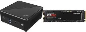 MSI Cubi N ADL Fanless Ultrasmall NUC MINI PC Barebone PC, Intel Pentium N200, WiFi AC9462, BT 5, Duel LAN,  ThunderBOLT Type C, Black, Non-OS (ADL-054BUS) SAMSUNG 990 PRO SSD 4TB PCIe 4.0 M.2 2280 Internal Solid State Hard Drive, Seq. Read