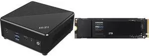 MSI Cubi N ADL Fanless Ultrasmall NUC MINI PC Barebone PC, Intel Pentium N200, WiFi AC9462, BT 5, Duel LAN,  ThunderBOLT Type C, Black, Non-OS (ADL-054BUS) SAMSUNG 990 EVO SSD 2TB, PCIe Gen 4x4, Gen 5x2 M.2 2280 NVMe Internal Solid State Dr