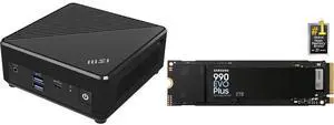 MSI Cubi N ADL Fanless Ultrasmall NUC MINI PC Barebone PC, Intel Pentium N200, WiFi AC9462, BT 5, Duel LAN,  ThunderBOLT Type C, Black, Non-OS (ADL-054BUS) SAMSUNG 990 EVO PLUS SSD 2TB, PCIe Gen 4x4 | Gen 5x2 M.2 2280, Speeds Up-to 7,250 MB
