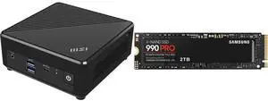 MSI Cubi N ADL Fanless Ultrasmall NUC MINI PC Barebone PC, Intel Pentium N200, WiFi AC9462, BT 5, Duel LAN,  ThunderBOLT Type C, Black, Non-OS (ADL-054BUS) SAMSUNG 990 PRO 2TB SSD, PCIe Gen4 M.2 2280, Seq. Read Speeds Up-to 7,450MB/s for Hi