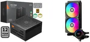 PCCOOLER CPS YS1200 Fully Modular Power Supply, 80 PLUS Gold 1200W PSU, 12V-2x6 Cable, ATX 3.1 & PCIe 5.1 Ready, 105°C Rated Japanese Capacitors, ECO Mode, 135mm FDB Fan, 12 Years Warranty PCCOOLER CPS DA240 ARGB AIO CPU Liquid Cooler, 240m