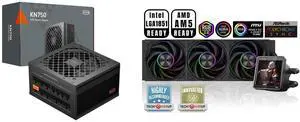 PCCOOLER CPS KN750 Fully Modular Power Supply, 80 PLUS Gold 750W PSU, Native 12V-2x6 Connector, ATX 3.1 & PCIe 5.1 Ready, Dual CPU Power Cables, 105°C Rated Japanese Capacitors, P3-KN750-G1F PCCOOLER CPS DT360 ARGB Display AIO CPU Liquid Co