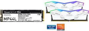 SSD Memory Combo -  Team Group TM8FPK001T0C101 Bundle with  Team Group FF4D532G6400HC38JDC01