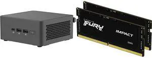 ASUS NUC 15 Pro RNUC15CRHU50000U Black Barebone System w/ Intel Ultra 5 225H CPU, Integrated - Intel Arc 130T Graphics ,US cord, Single Unit - Memory and Storage Sold Separately Kingston FURY Impact 64GB (2 x 32GB) 262-Pin DDR5 SO-DIMM DDR5
