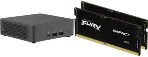 ASUS NUC 15 Pro RNUC15CRKU70000U Black Barebone System w/ Intel Ultra 7 255H CPU, Integrated - Intel Arc 140T Graphics ,US cord, Single Unit - Memory and Storage Sold Separately Kingston FURY Impact 64GB (2 x 32GB) 262-Pin DDR5 SO-DIMM DDR5