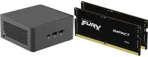 ASUS NUC 15 Pro RNUC15CRHU70000U Black Barebone System w/ Intel Ultra 7 255H CPU, Integrated - Intel Arc 140T Graphics ,US cord, Single Unit - Memory and Storage Sold Separately Kingston FURY Impact 64GB (2 x 32GB) 262-Pin DDR5 SO-DIMM DDR5