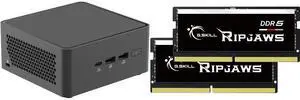 ASUS NUC 15 Pro RNUC15CRHU70000U Black Barebone System w/ Intel Ultra 7 255H CPU, Integrated - Intel Arc 140T Graphics ,US cord, Single Unit - Memory and Storage Sold Separately G.SKILL Ripjaws SO-DIMM 32GB (2 x 16GB) 262-Pin DDR5 SO-DIMM D