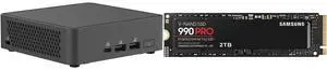 ASUS NUC 15 Pro RNUC15CRKU50000U Black Barebone System w/ Intel Ultra 5 225H CPU, Integrated - Intel Arc 130T Graphics ,US cord, Single Unit - Memory and Storage Sold Separately SAMSUNG 990 PRO 2TB SSD, PCIe Gen4 M.2 2280, Seq. Read Speeds