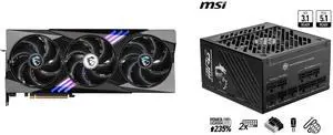 MSI Gaming GeForce RTX 5090 Graphics Card RTX 5090 32G GAMING TRIO OC MSI - MPG A1250GS PCIE5, 80+ Gold Full Modular Gaming PSU, Dual 12V-2x6 Cables, 5090 5080 ATX 3.1 & PCIe 5.1 Ready. Embossed Jacket Cables. 1250W Power Supply, 10 Year Wa