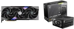 MSI Gaming GeForce RTX 5090 Graphics Card RTX 5090 32G GAMING TRIO OC MSI - MAG A1250GL PCIE 5, 80 GOLD Fully Modular Gaming PSU, 12V-2×6 Cable, ATX 3.1 & PCIE 5.1 Ready, 1250W Power Supply, 10 Year Warranty