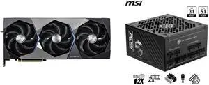 MSI Suprim GeForce RTX 5080 Graphics Card RTX 5080 16G SUPRIM SOC MSI - MPG A1000GS PCIE5, 80+ Gold Full Modular Gaming PSU, Dual 12V-2x6 Cables, 5090 5080 ATX 3.1 & PCIe 5.1 Ready. Embossed Jacket Cables. 1000W Power Supply, 10 Year Warran