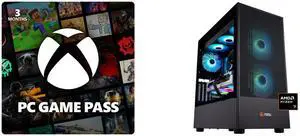 PC Game Pass (100+ PC Games All You Can Play) 3 Month US Region [Digital Code] ABS Eurus Ruby Gaming PC - Windows 11 - AMD Ryzen 7 7800X3D - Radeon RX 9070 XT - 32GB DDR5 6000MHz - 2TB M.2 NVMe SSD - AR7800X3D9070XT