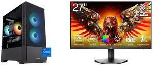 ABS Cyclone Aqua Gaming PC - Windows 11 - Intel Core i7-14700F - GeForce RTX 5060 Ti - DLSS 4 - AI-Powered Performance - 32GB DDR5 6000 - 1TB M.2 NVMe SSD - CA14700F5060TI3 ABS 27" 180Hz Fast IPS QHD (2560x1440) Gaming Monitor 1ms VESA Disp
