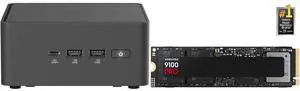ASUS NUC 15 Pro Tall Barebone Kit Mini PC with Intel Series 2 Core 7 240H, 2x DDR5 SO-Dimm Slots, Dual Storage Design, Thunderbolt™ 4, Wi-Fi 7,  Blue tooth 5.4 - Memory and Storage Sold Separately SAMSUNG SSD 9100 PRO 4TB, PCIe 5.0x4 M.2 22