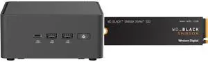 ASUS NUC 15 Pro RNUC15CRHU50000U Black Barebone System w/ Intel Ultra 5 225H CPU, Integrated - Intel Arc 130T Graphics ,US cord, Single Unit - Memory and Storage Sold Separately WD_BLACK 1TB SN850X NVMe Internal Gaming SSD Solid State Drive