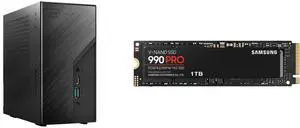 ASRock DESKMINI X300W AMD X300 mini PC Barebone AMD AM4 Socket W/O CPU  HDMI,DisplayPort, D-Sub Gigabit LAN SAMSUNG 990 PRO SSD 1TB PCIe 4.0 M.2 2280 Internal Solid State Hard Drive, Seq. Read Speeds Up to 7,450 MB/s for High End Computing,