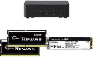 ASUS NUC 14 Pro Intel Core Ultra 5 125H RNUC14RVKU50000UI (NPU Support) Slim PC Barebone W/ 2x DDR5 SO-Dimm Slots, US cord, Single Unit - Memory and Storage Sold Separately G.SKILL Ripjaws SO-DIMM 64GB (2 x 32GB) 262-Pin DDR5 SO-DIMM DDR5 5