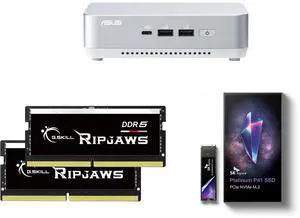 ASUS NUC 14 Pro+ Barebone with Intel 14th Gen Core Ultra 7 155H (NPU Support), up to 96GB DDR5 RAM, Dual Storage, Thunderbolt 4, Wi-Fi 6E & Bluetooth 5.3, Silver Aluminum Chassis with VESA Mount G.SKILL Ripjaws SO-DIMM 32GB (2 x 16GB) 262-P