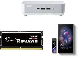 ASUS NUC 14 Pro+ Barebone with Intel 14th Gen Core Ultra 7 155H (NPU Support), up to 96GB DDR5 RAM, Dual Storage, Thunderbolt 4, Wi-Fi 6E & Bluetooth 5.3, Silver Aluminum Chassis with VESA Mount G.SKILL Ripjaws SO-DIMM 32GB 262-Pin DDR5 SO-