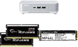 ASUS NUC 14 Pro+ Barebone with Intel 14th Gen Core Ultra 7 155H (NPU Support), up to 96GB DDR5 RAM, Dual Storage, Thunderbolt 4, Wi-Fi 6E & Bluetooth 5.3, Silver Aluminum Chassis with VESA Mount G.SKILL Ripjaws SO-DIMM 64GB (2 x 32GB) 262-P