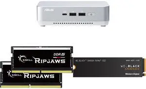 ASUS NUC 14 Pro+ Barebone with Intel 14th Gen Core Ultra 7 155H (NPU Support), up to 96GB DDR5 RAM, Dual Storage, Thunderbolt 4, Wi-Fi 6E & Bluetooth 5.3, Silver Aluminum Chassis with VESA Mount G.SKILL Ripjaws SO-DIMM 64GB (2 x 32GB) 262-P