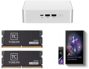 ASUS NUC 15 Pro+ Barebone Mini PC with Intel Series 2 Core Ultra 9 285H, 2x DDR5 SO-Dimm Slots, Dual Storage Design, Thunderbolt™ 4, Wi-Fi 7, Aluminum Chassis  - Memory and Storage Sold Separately Team T-CREATE CLASSIC 64GB (2 x 32GB) 262-P