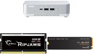 ASUS NUC 14 Pro+ Barebone with Intel 14th Gen Core Ultra 7 155H (NPU Support), up to 96GB DDR5 RAM, Dual Storage, Thunderbolt 4, Wi-Fi 6E & Bluetooth 5.3, Silver Aluminum Chassis with VESA Mount G.SKILL Ripjaws SO-DIMM 32GB 262-Pin DDR5 SO-