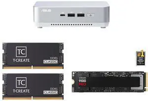 ASUS NUC 14 Pro+ Barebone with Intel 14th Gen Core Ultra 7 155H (NPU Support), up to 96GB DDR5 RAM, Dual Storage, Thunderbolt 4, Wi-Fi 6E & Bluetooth 5.3, Silver Aluminum Chassis with VESA Mount Team T-CREATE CLASSIC 64GB (2 x 32GB) 262-Pin