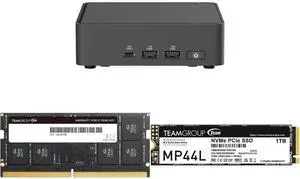 ASUS NUC 15 Pro Slim Barebone Kit Mini PC with Intel Series 2 Core 5 210H, 2x DDR5 SO-Dimm Slots, Dual Storage Design, Thunderbolt™ 4, Wi-Fi 7,  Blue tooth 5.4 - Memory and Storage Sold Separately Team Elite 32GB 262-Pin DDR5 SO-DIMM DDR5 5