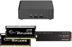 ASUS NUC 15 Pro RNUC15CRKU70000U Black Barebone System w/ Intel Ultra 7 255H CPU, Integrated - Intel Arc 140T Graphics ,US cord, Single Unit - Memory and Storage Sold Separately G.SKILL Ripjaws SO-DIMM 64GB (2 x 32GB) 262-Pin DDR5 SO-DIMM D