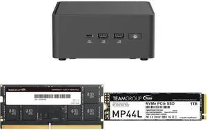 ASUS NUC 15 Pro RNUC15CRHU70000U Black Barebone System w/ Intel Ultra 7 255H CPU, Integrated - Intel Arc 140T Graphics ,US cord, Single Unit - Memory and Storage Sold Separately Team Elite 32GB 262-Pin DDR5 SO-DIMM DDR5 5600 (PC5 44800) Lap